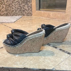 Jimmy choo wedged sandals with black leather straps